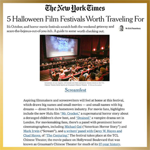 2024 New York Times Article about Screamfest