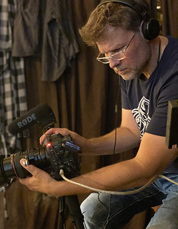 Joel Harlow filming Old Time Radio.