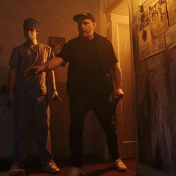 Isaac Bell working with Kieran Charnock on set of Defaced - Photo by Jay Farnworth